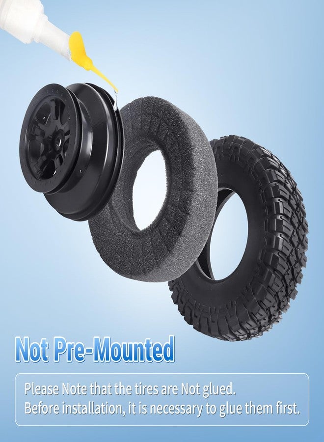 CrazyHobby عجلات وإطارات شاحنة السباق القصيرة من CrazyHobby RC مع حشوات إسفنجية لسيارات Traxxas Slash 4X4 BL-2S 2WD Losi Tenacity TT Baja Rey 22SCT HPI Redcat Blackout SC بمقياس 1/10، مجموعة من 4 قطع (النمط 2) - Image 2